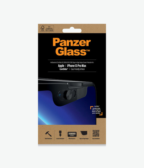 Szklo hartowane do iPhone 13 Pro Max, 14 Plus, Case Friendly CamSlider AB, Czarny, Black, PanzerGlass