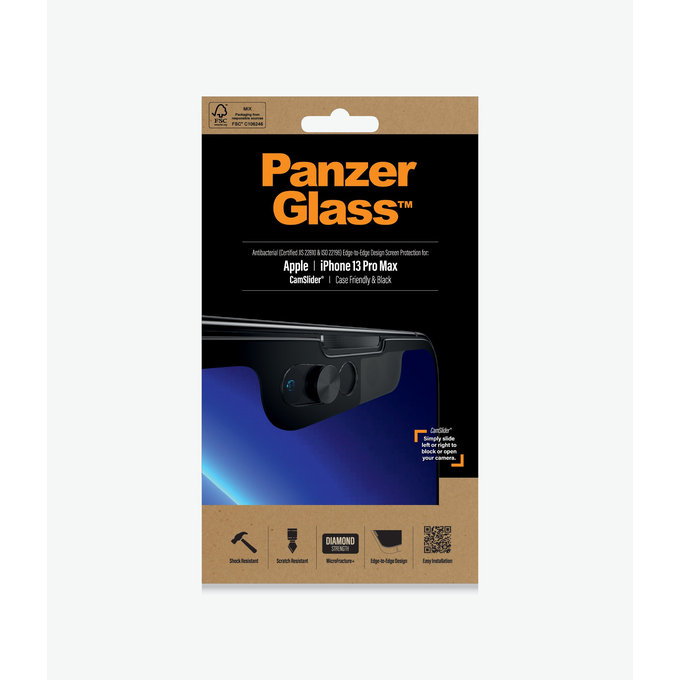 Szklo hartowane do iPhone 13 Pro Max, 14 Plus, Case Friendly CamSlider AB, Czarny, Black, PanzerGlass
