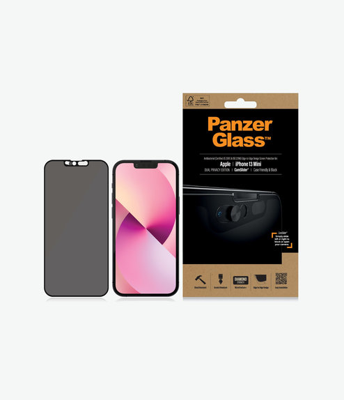 Szklo hartowane do iPhone 13 mini, Case Friendly Privacy CamSlider AB, Czarny, Black, PanzerGlass