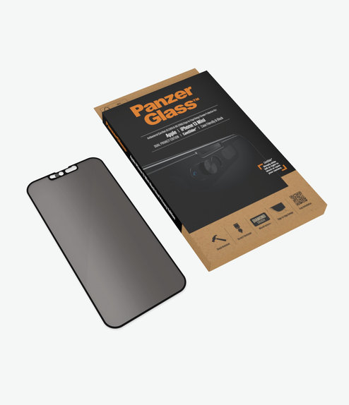 Szklo hartowane do iPhone 13 mini, Case Friendly Privacy CamSlider AB, Czarny, Black, PanzerGlass