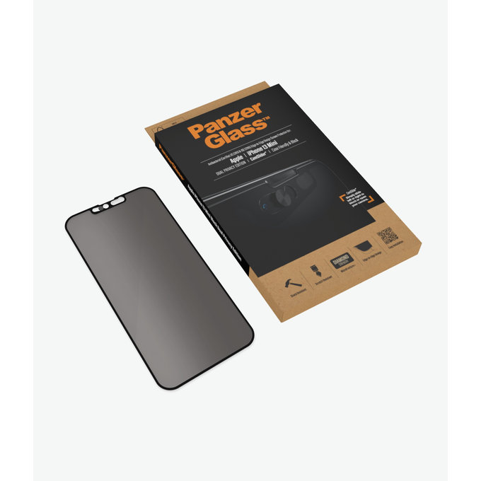 Szklo hartowane do iPhone 13 mini, Case Friendly Privacy CamSlider AB, Czarny, Black, PanzerGlass