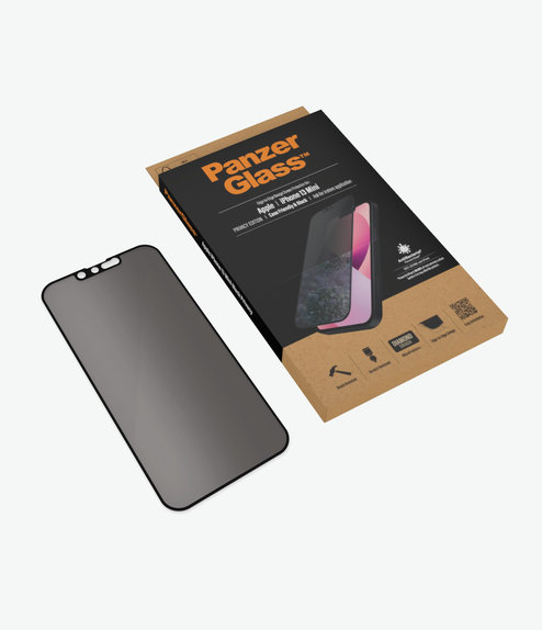 Szklo hartowane do iPhone 13 mini, Case Friendly Privacy AB, Czarny, Black, PanzerGlass