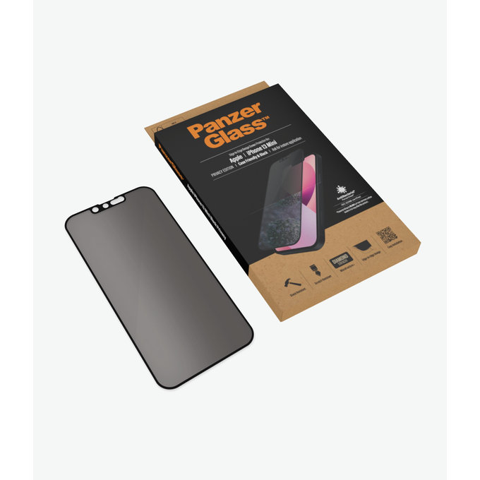 Szklo hartowane do iPhone 13 mini, Case Friendly Privacy AB, Czarny, Black, PanzerGlass