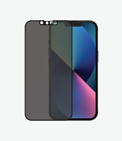 Szklo hartowane do iPhone 13, 13 Pro, 14, Case Friendly Privacy AB, Czarny, Black, PanzerGlass