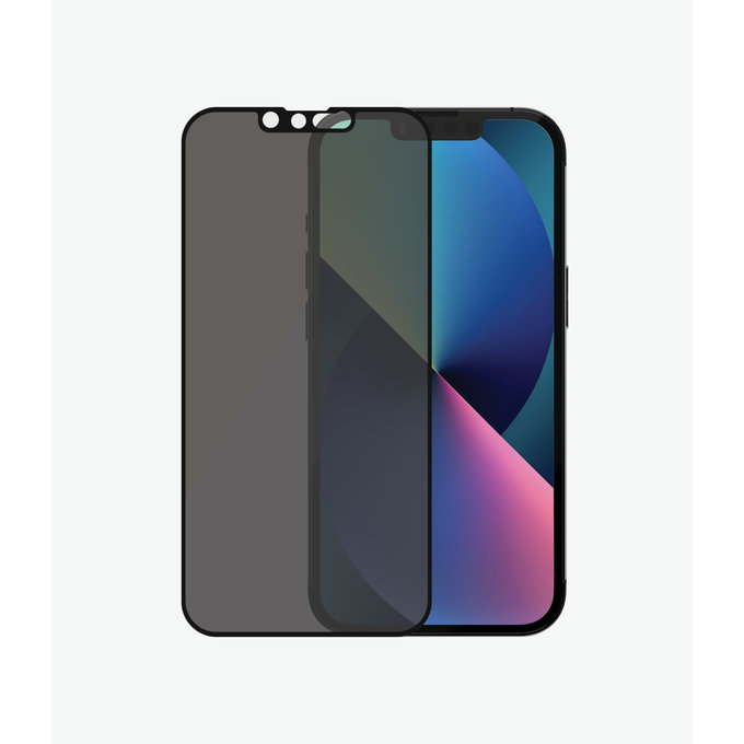 Szklo hartowane do iPhone 13, 13 Pro, 14, Case Friendly Privacy AB, Czarny, Black, PanzerGlass
