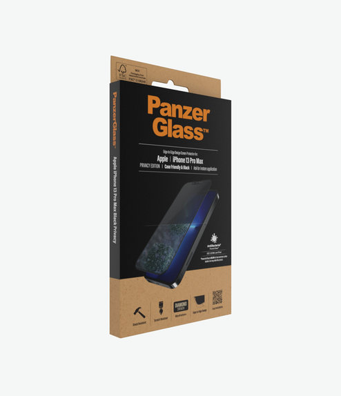Szklo hartowane do iPhone 13 Pro Max, 14 Plus, Case Friendly Privacy AB, Czarny, Black, PanzerGlass