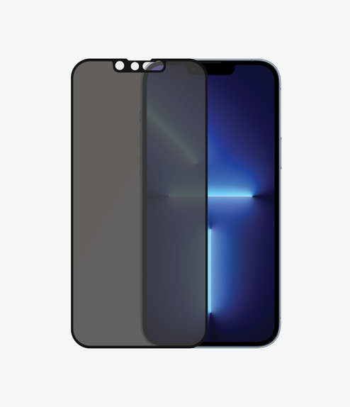 Szklo hartowane do iPhone 13 Pro Max, 14 Plus, Case Friendly Privacy AB, Czarny, Black, PanzerGlass