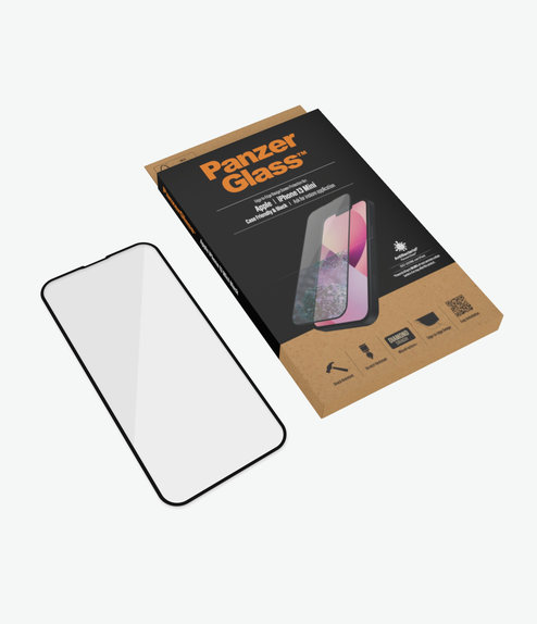 Szklo hartowane do iPhone 13 mini, Case Friendly AB, Czarny, Black, PanzerGlass