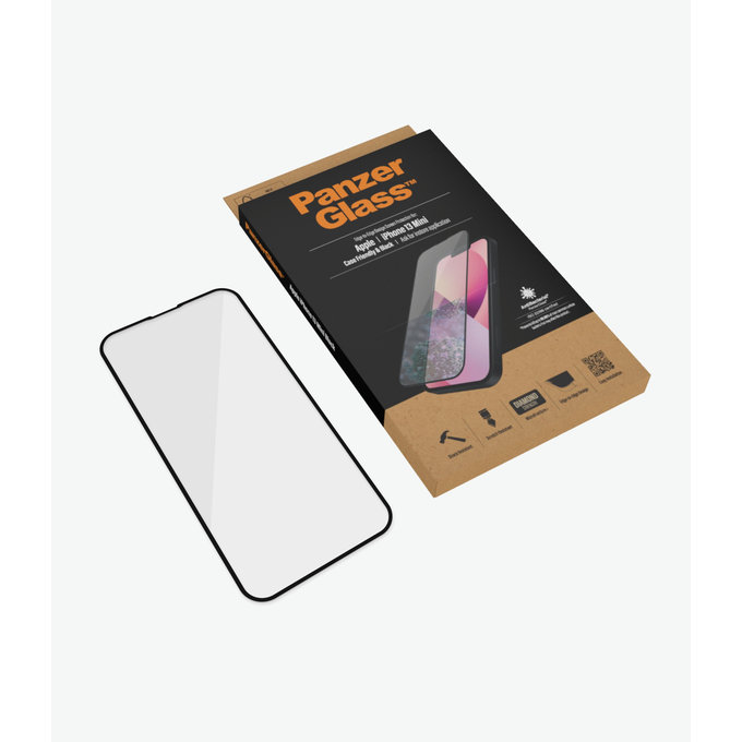 Szklo hartowane do iPhone 13 mini, Case Friendly AB, Czarny, Black, PanzerGlass