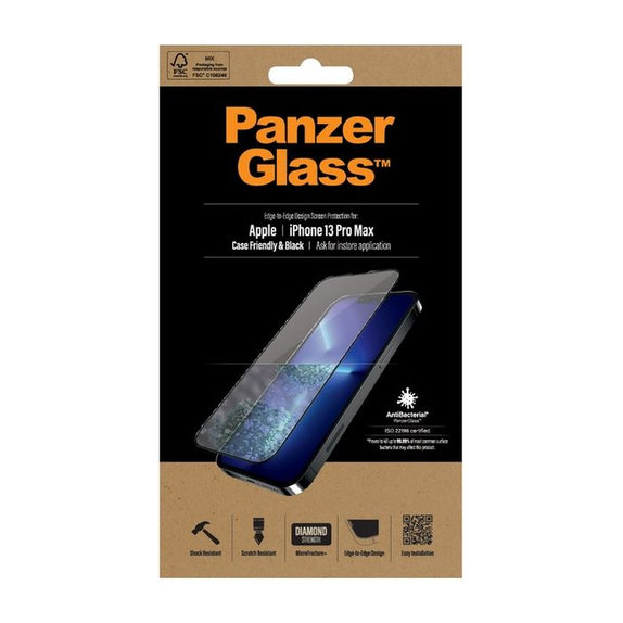 Szklo hartowane do iPhone 13 Pro Max, 14 Plus, Case Friendly AB, Czarny, Black, PanzerGlass