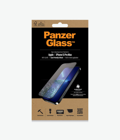 Szklo hartowane do iPhone 13 Pro Max, 14 Plus, Case Friendly Anti-Glare AB, Czarny, Black, PanzerGlass