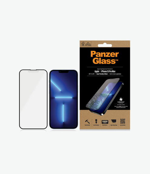 Szklo hartowane do iPhone 13 Pro Max, 14 Plus, Case Friendly Anti-Glare AB, Czarny, Black, PanzerGlass