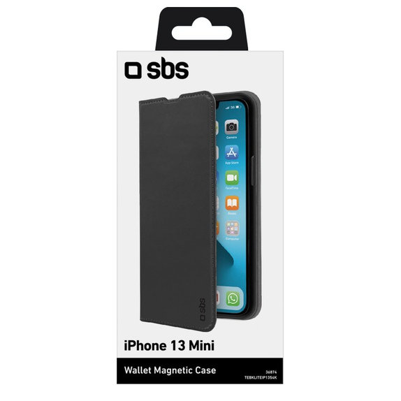 Etui do iPhone 13 mini, Book Wallet Lite, Czarny, Black, SBS