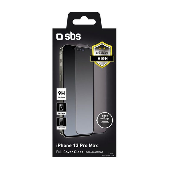 Szklo hartowane do iPhone 13 Pro Max, 14 Plus, Czarny, Black, Full Cover, SBS