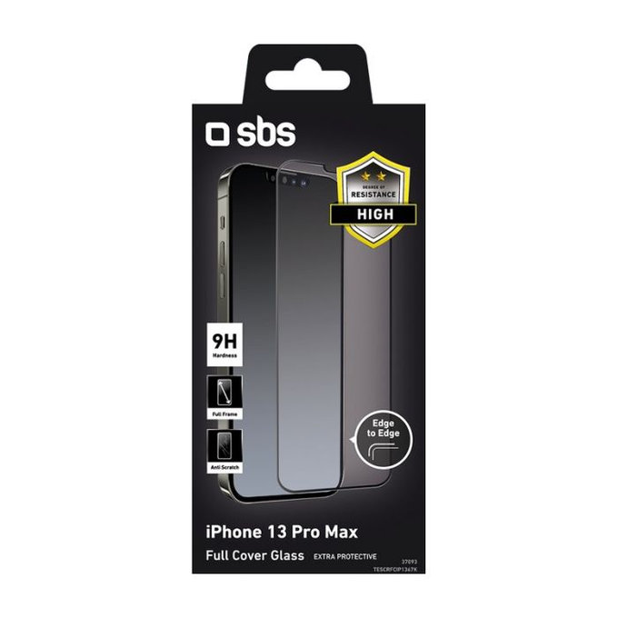 Szklo hartowane do iPhone 13 Pro Max, 14 Plus, Czarny, Black, Full Cover, SBS