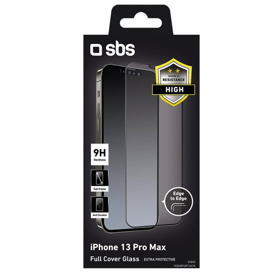 Szklo hartowane do iPhone 13 Pro Max, 14 Plus, Czarny, Black, Full Cover, SBS