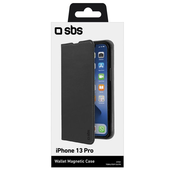 Etui do iPhone 13 Pro, Book Wallet Lite, Czarny, Black, SBS