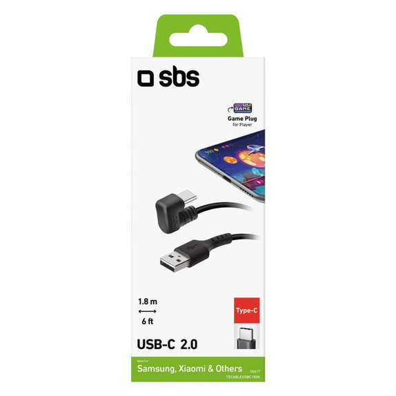 Kabel USB-C do USB, 1,8 m, Czarny, Black, SBS