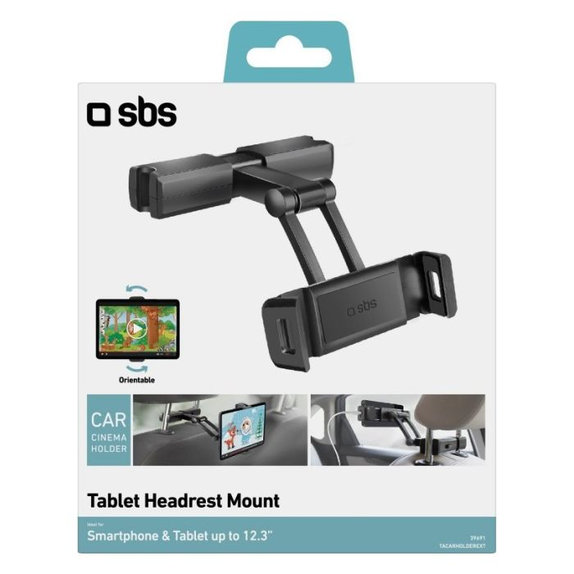 Uchwyt Samochodowy do Zagłówka do smartfona & tabletu do 12.3", czarny, black, SBS