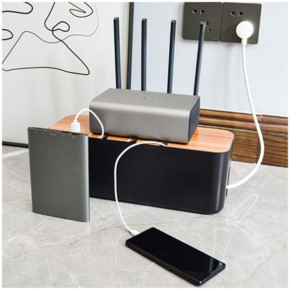 Organizer kabli, Pudełko na kable, Czarny, Black, FixPremium