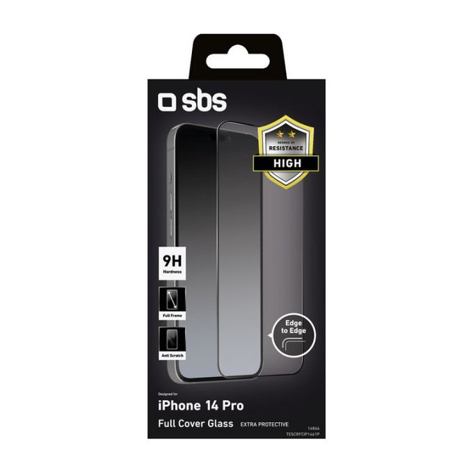 Szklo hartowane do iPhone 14 Pro, Full Cover, Czarny, Black, SBS