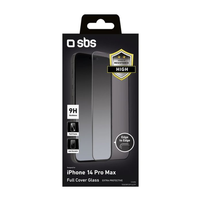 Szklo hartowane do iPhone 14 Pro Max, Full Cover, Czarny, Black, SBS