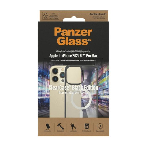 Etui z MagSafe do iPhone 14 Pro Max, ClearCase, Czarny, Black, PanzerGlass