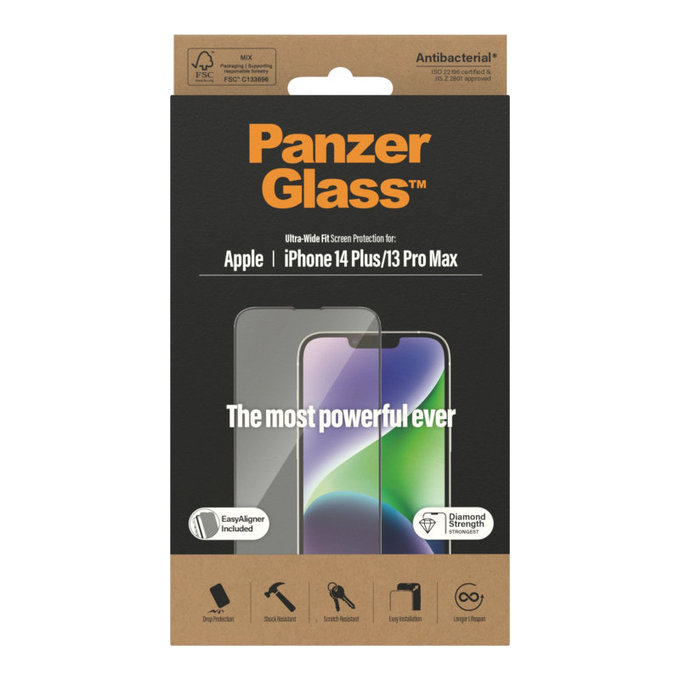Szkło hartowane UWF AB z aplikatorem do iPhone 14 Plus/13 Pro Max, Czarne, PanzerGlass
