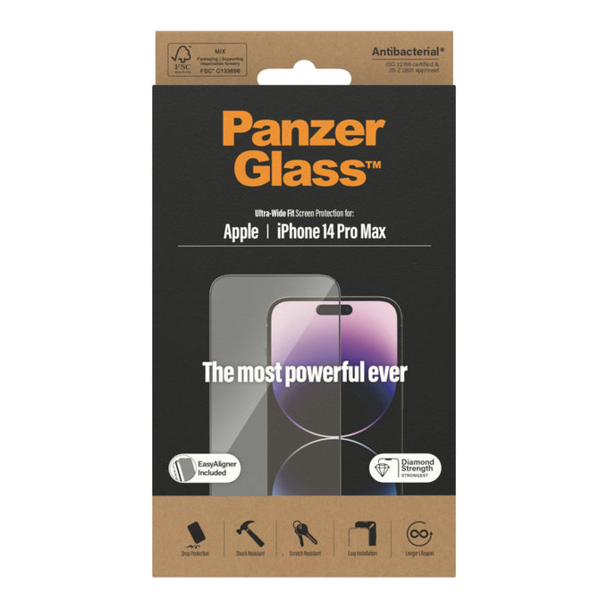 Szkło hartowane UWF AB z aplikatorem do iPhone 14 Pro Max, Czarne, PanzerGlass