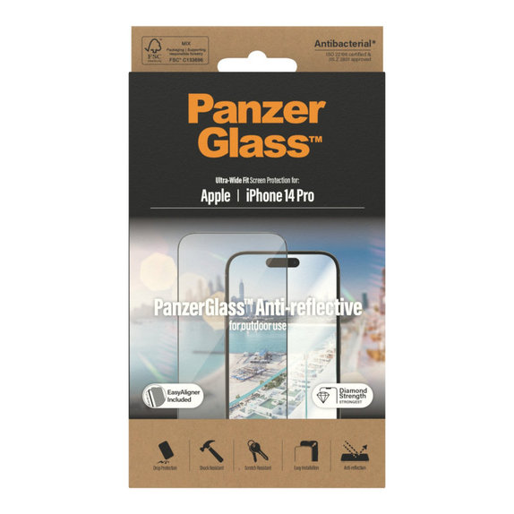 Szkło hartowane UWF Anti-Reflective AB z aplikatorem do iPhone 14 Pro, Czarne, PanzerGlass