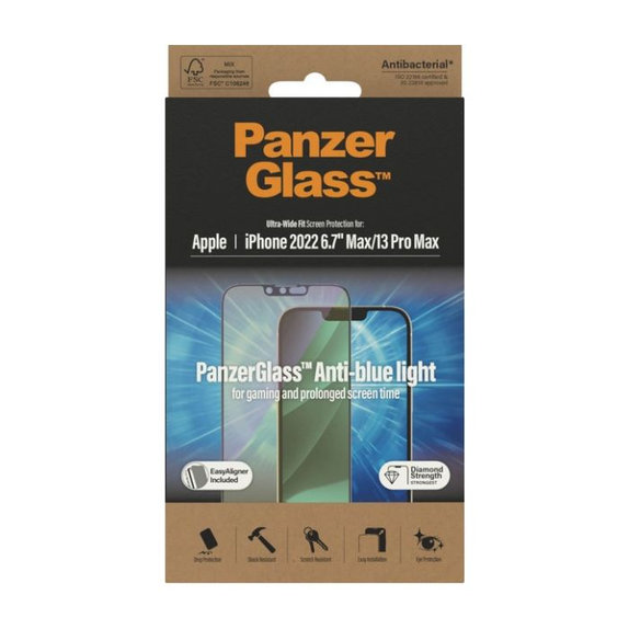 Szklo hartowane do iPhone 13 Pro Max, 14 Plus, UWF Anti-Bluelight AB, PanzerGlass