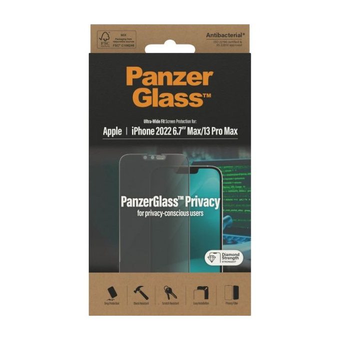 Szklo hartowane do iPhone 13 Pro Max, 14 Plus, UWF Privacy AB, PanzerGlass