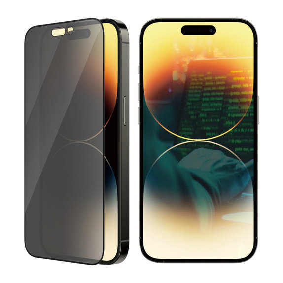 Szkło hartowane UWF Privacy AB z aplikatorem do iPhone 14 Pro, Czarne, PanzerGlass