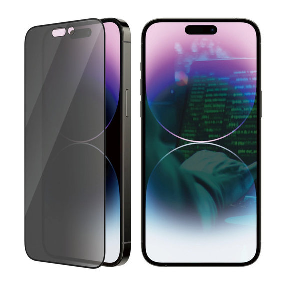 Szkło hartowane UWF Privacy AB z aplikatorem do iPhone 14 Pro Max, Czarne, PanzerGlass