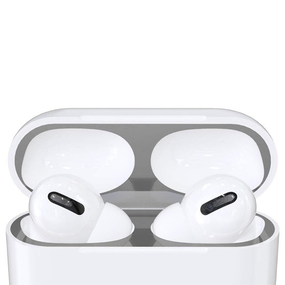 Naklejka przeciwpyłowa do AirPods Pro, srebrny, silver, FixPremium