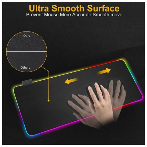 Podkladka pod mysz i klawiature z RGB, 90x40cm, Czarny, Black, FixPremium