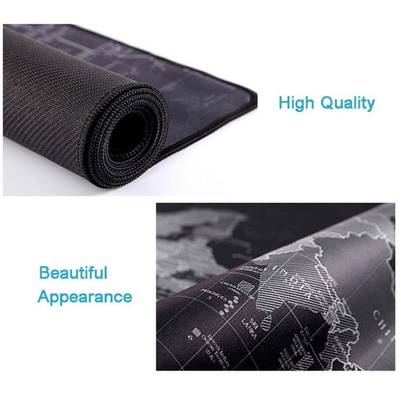 Podkladka pod mysz i klawiature z motywem mapy, Czarny, Black, FixPremium
