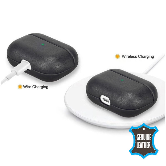 Etui Skórzane do AirPods 3, czarny, black, FixPremium