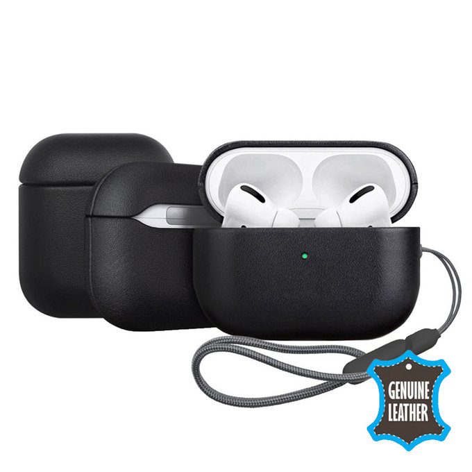 Etui Skórzane do AirPods 3, czarny, black, FixPremium
