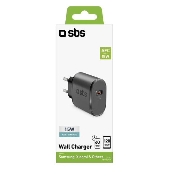 Ladowarka 15W USB-C, czarny, black, SBS