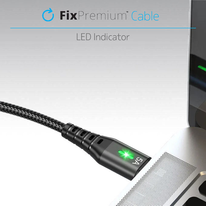 Kabel USB-C do USB ze wskaźnikiem LED, 1m, Czarny, Black