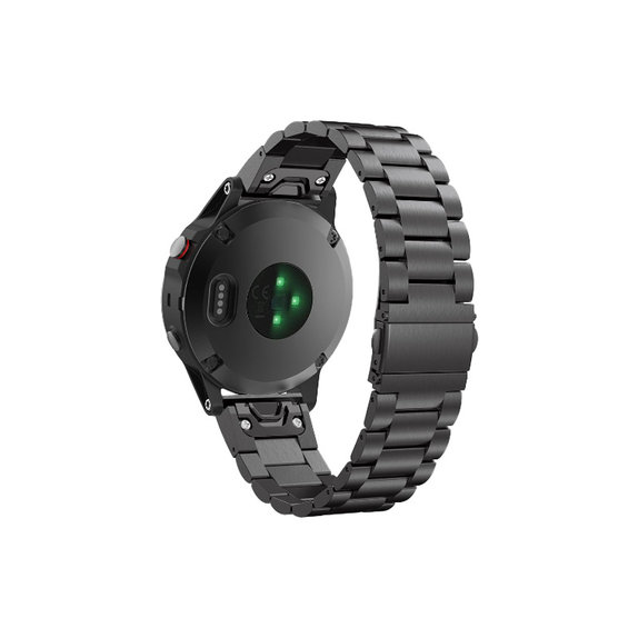 Pasek ze stali nierdzewnej do Garmin, QuickFit 22mm, Czarny, Black, FixPremium