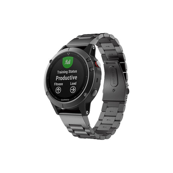 Pasek ze stali nierdzewnej do Garmin, QuickFit 22mm, Czarny, Black, FixPremium