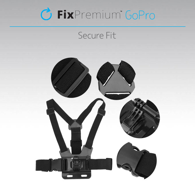 Uchwyt na cialo do GoPro, czarny, black, FixPremium