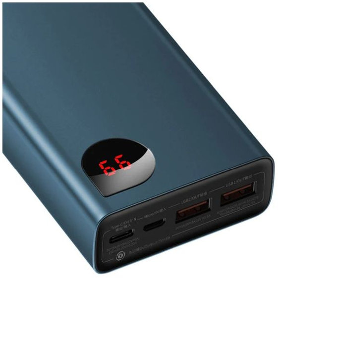 PowerBank 65W 20 000 mAh, niebieski, blue, Baseus