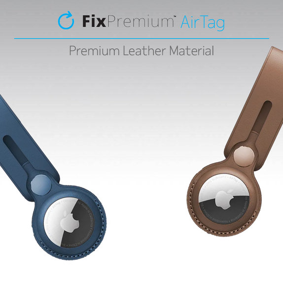 Skórzany Brelok do AirTag | niebieski | blue | FixPremium