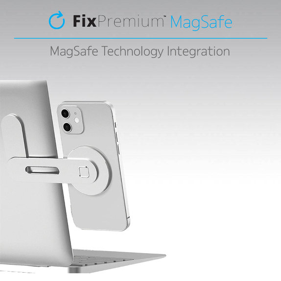 Uchwyt MagSafe do iPhone do notebooka, srebrny, silver, FixPremium