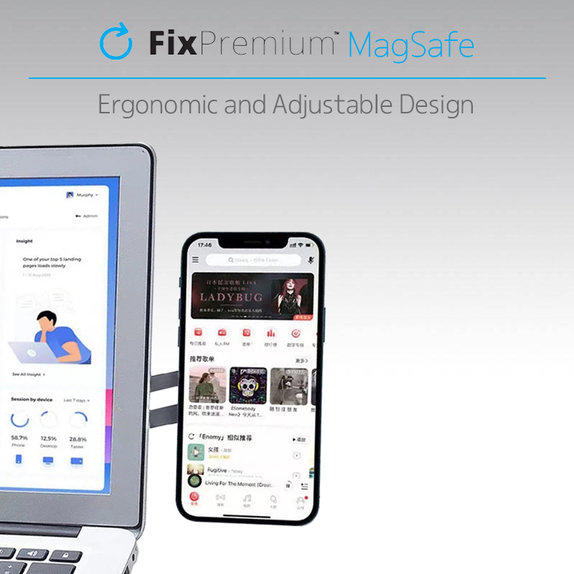Uchwyt MagSafe do iPhone do notebooka, srebrny, silver, FixPremium