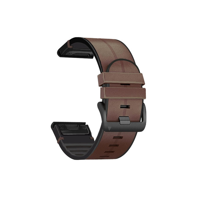 Pasek skórzany do Garmin, QuickFit 26mm, Brązowy, Brown, FixPremium