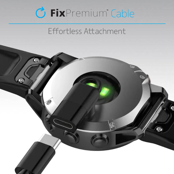 Adapter USB-C do portu zegarka Garmin, Czarny, Black, szybkie ładowanie